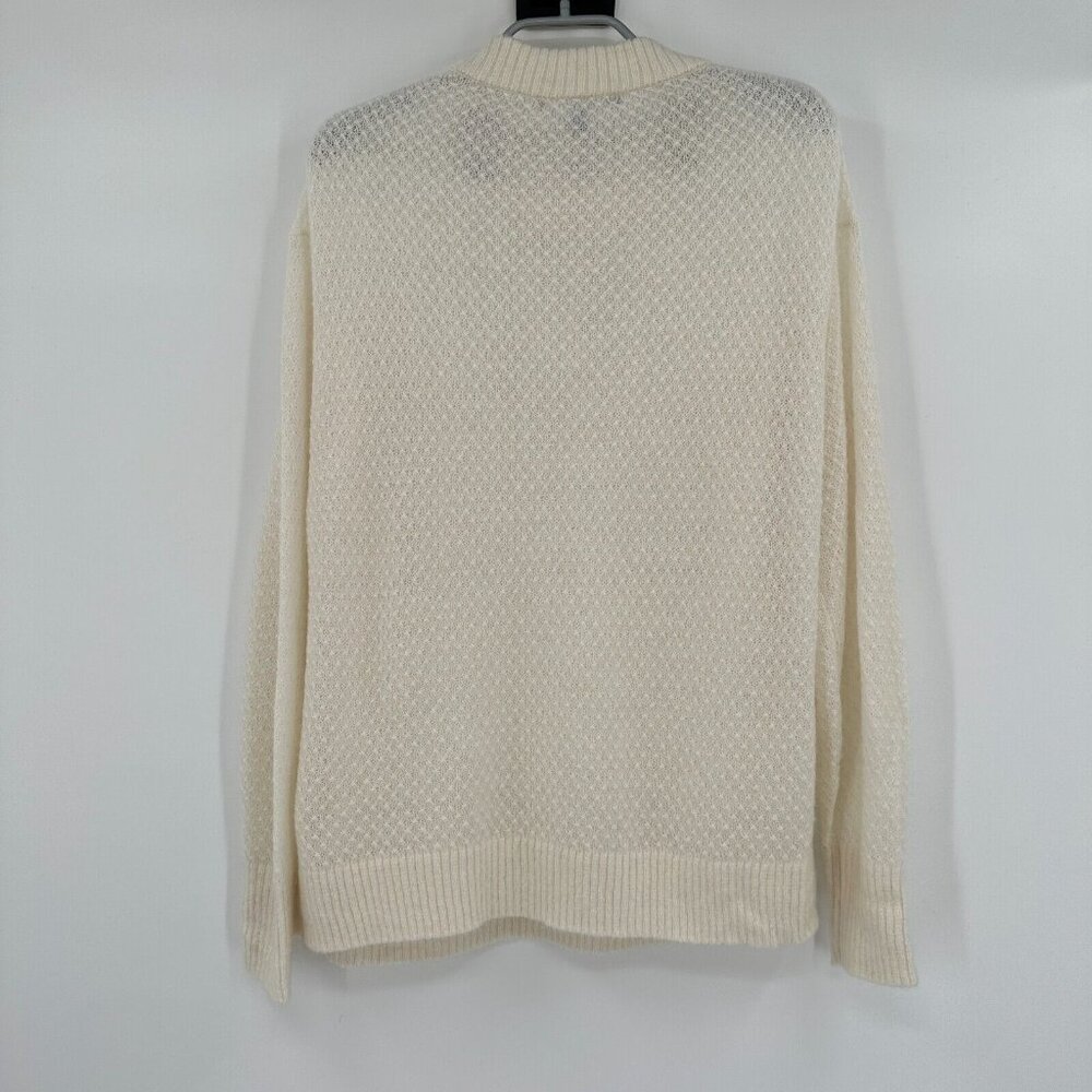 Quince Ivory Baby Alpaca-Merino Wool Diamond Stitch Crew Sweater sz XS Women's - Picture 4 of 4